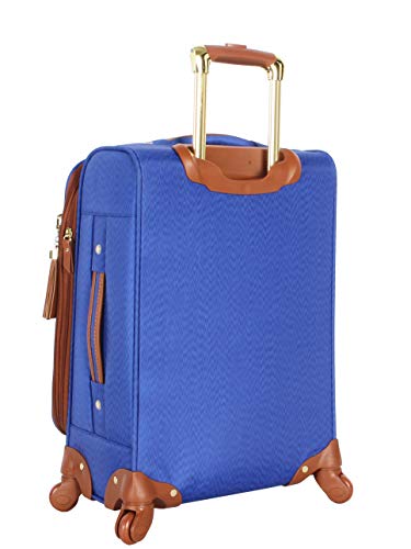 Steve Madden Designer Luggage Collection - Lightweight Softside Expandable Suitcase for Men and Women - Durable 20 Inch Carry On Bag with 4-Rolling Spinner Wheels (Global Blue)