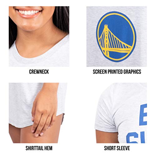 Ultra Game NBA Golden State Warriors Womens Super Soft Sleepwear Pajama Loungewear Tee Shirt Nightgown, Heather Gray, Large