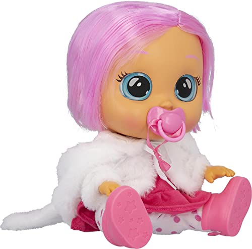 Cry Babies Dressy Coney - 12' Baby Doll | Pink Dress, Bunny Themed White Fluffy Jacket