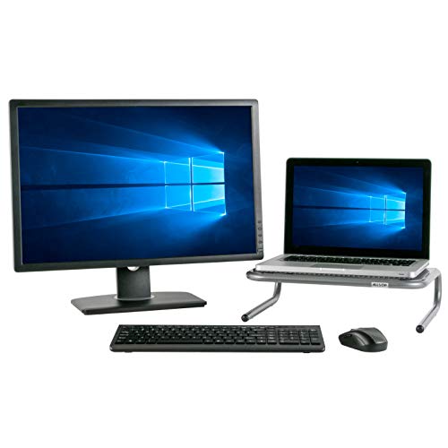 Allsop Metal Art Jr. Monitor Stand, 14-Inch wide platform holds 40 lbs with keyboard storage space - Pewter (27021)