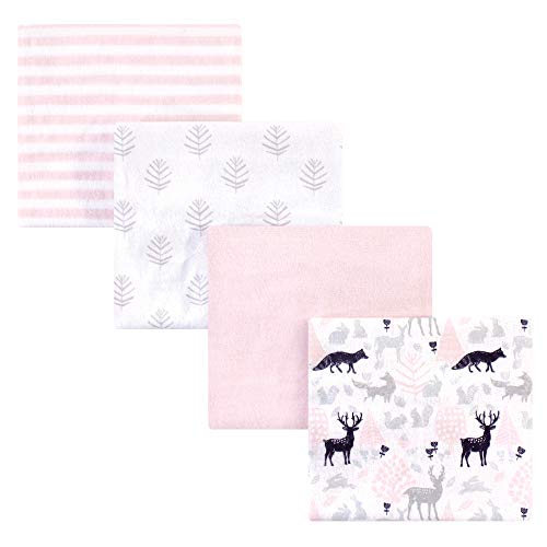 Hudson Baby Unisex Baby Cotton Flannel Receiving Blankets, Linocut Woodland Girl, One Size