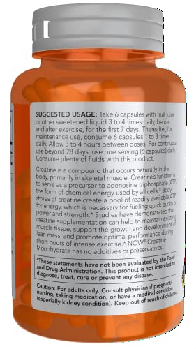 NOW Sports Nutrition, Creatine Monohydrate 750 mg, Mass Building*/Energy Production*, 120 Veg Capsules