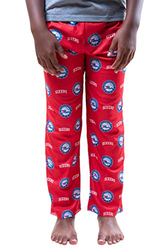 Ultra Game NBA Philadelphia 76ers Youth 2 Piece Pjs Lounge Pants and Tee Set, Team Color, 10/12