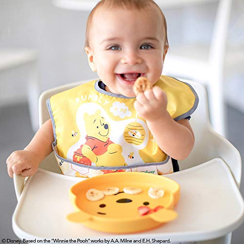 Bumkins Disney Silicone Grip Dish, Suction Plate, Divided Plate, Baby Toddler Plate, BPA Free, Microwave and Dishwasher Safe - Winnie The Pooh