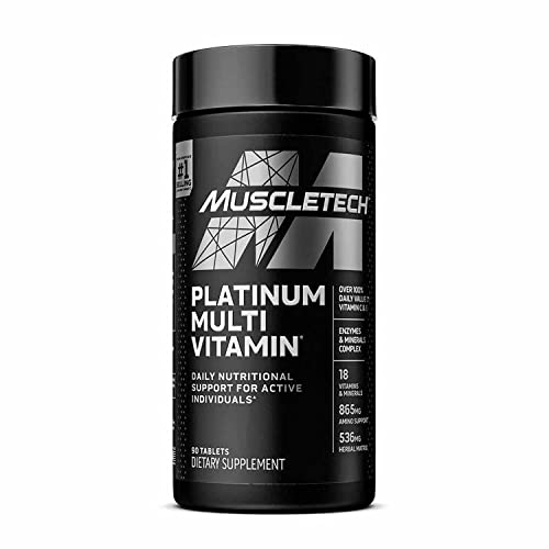 Multivitamin for Men | MuscleTech Platinum Multivitamin | Vitamin C for Immune Support | 18 Vitamins and Minerals | Vitamins A C D E B6 B12 | Daily Workout Supplements | Mens Multivitamins, 90 ct