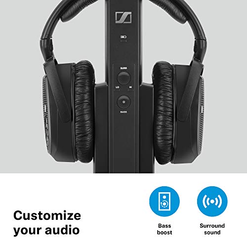 Sennheiser RS 175 RF Wireless Headphone System for TV Listening with Bass Boost and Surround Sound Modes