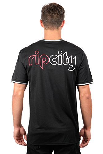 Ultra Game NBA Portland Trail Blazers Mens Jersey V-Neck Mesh Short Sleeve Tee Shirt, Black, Medium