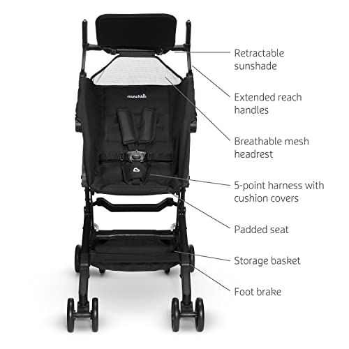 Munchkin® Sparrow™ Ultra Compact Lightweight Travel Stroller for Babies and Toddlers, Black