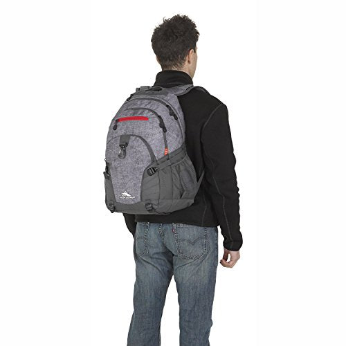 High Sierra Loop-Backpack, School, Travel, or Work Bookbag with tablet-sleeve, Woolly Weave/Mercury/Crimson, One Size