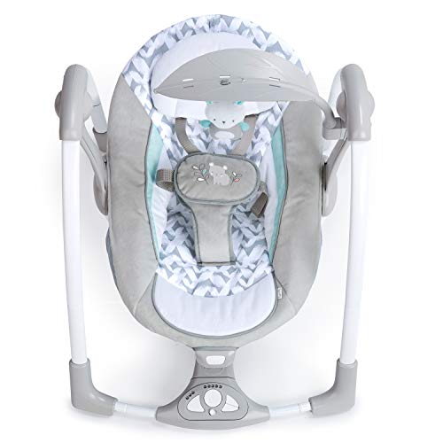 Ingenuity ConvertMe 2-in-1 Compact Portable Automatic Baby Swing and Infant Seat, Battery-Powered Vibrations, Nature Sounds, 0-9 Months 6-20 lbs (Raylan)