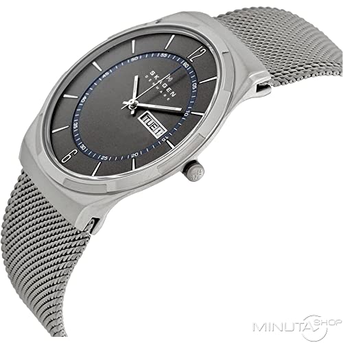 Skagen Men's Melbye Quartz Analog Stainless Steel and Stainless Steel Mesh Watch, Color: Gray and Blue Steel Mesh (Model: SKW6078)