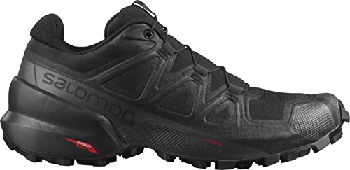 9.5 Salomon Speedcross 5 Trail Running Shoes for Women, Black/Black/Phantom