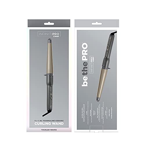 INFINITIPRO BY CONAIR Tourmaline Ceramic 1 1/4-Inch to 3/4-Inch Curling Wand, Tapered wand produces beachy waves