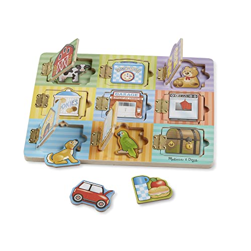 Melissa and Doug Hide and Seek Wooden Activity Board With Wooden Magnets - Wooden Busy Board, Hide And Seek Puzzles, Wooden Magnet Puzzles For Toddlers And Kids Ages 3+