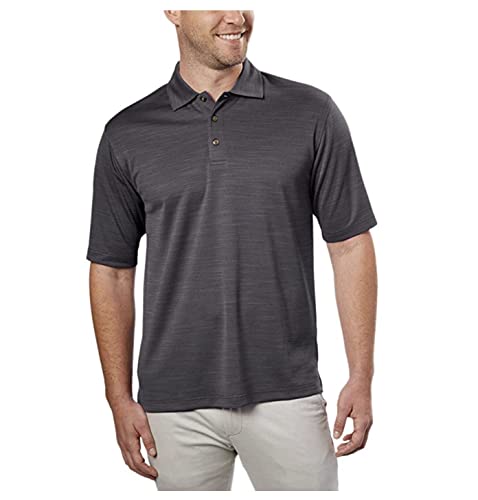 Kirkland Men's Performance Moisture Wicking Polo - 4 Colors and Sizes (X-Large, Grey Blue Stripe)