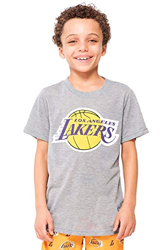 Ultra Game NBA Los Angeles Lakers Boys 2 Piece Pjs Lounge Pants and Tee Set, Gold, 7