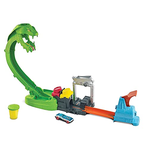 Hot Wheels Toxic Snake Strike Challenge Play Set with Slime for Kids 5 Years Old and Up, Includes One 1:64 Scale Vehicle, Connects to Other Sets, Single Or Multicar Play