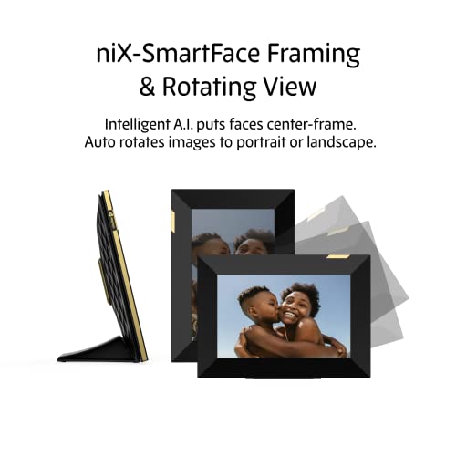 Nixplay 8 inch Touch Screen Smart Digital Picture Frame with WiFi (W08K), Black-Gold, Share Photos and Videos Instantly via Email or App