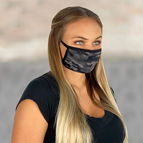Washable and Reusable Cotton Designer Fashion Face Masks for Woman. Soft Comfortable Breathable Cute Stylish Adjustable 2-layer Face Cover Adults - Urban Camo