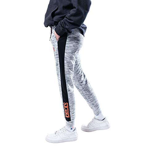 Ultra Game NBA New York Knicks Womens Active Basic Fleece Jogger Sweatpants, Space Dye Gray, Small