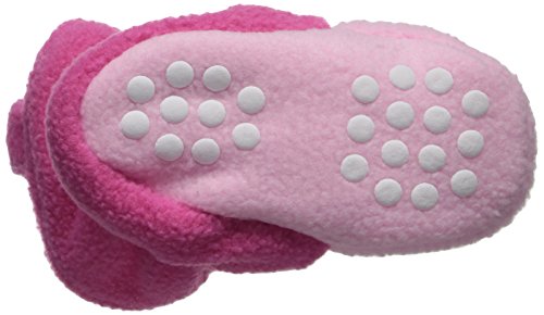 Luvable Friends Unisex Baby Cozy Fleece Booties, Light Pink Dark Pink, 0-6 Months US