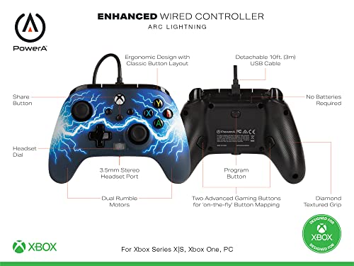 PowerA Enhanced Wired Controller for Xbox Series X|S - Arc Lightning