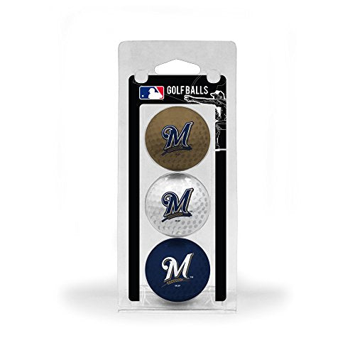 Team Golf MLB Milwaukee Brewers Regulation Size Golf Balls, 3 Pack, Full Color Durable Team Imprint,Multi Team Colors,One Size,96505