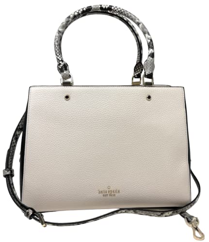Kate Spade New York Leila Medium Triple Compartment Satchel Crossbody Bag Purse Handbag (Parchment Multi)