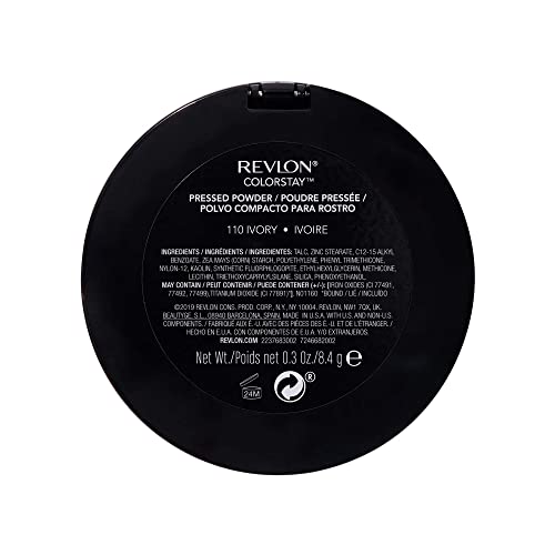 Powder Foundation by Revlon, ColorStay Face Makeup, Longwearing, Oil Free, Fragrance Free, Noncomedogenic, Ivory (110)