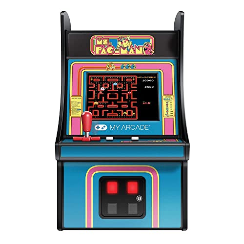 My Arcade Micro Player Mini Arcade Machine: Ms. Pac-Man Video Game, Fully Playable, 6.75 Inch Collectible, Color Display, Speaker, Volume Buttons, Headphone Jack - Electronic Games