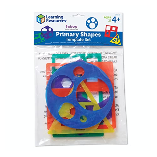 Learning Resources Primary Shapes Template Set - 5 Pieces, Ages 4+ Homeschool and Classroom Supplies, Geometric Shapes, Tracing Helper for Kids