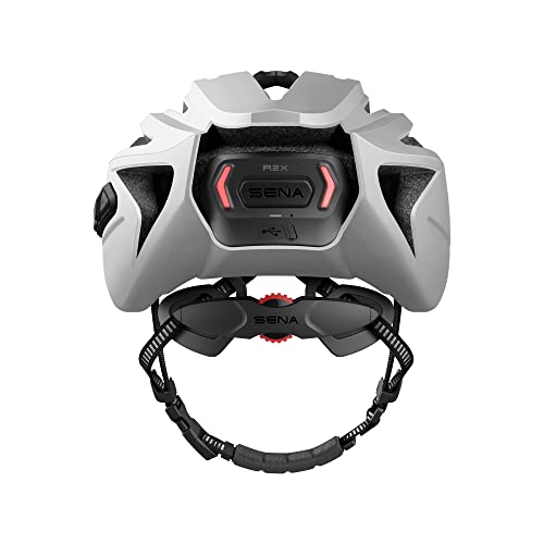 Sena R2X Smart Road Cycling Helmet with Alexa Built-in and Mesh Intercom (Matte White, Large)