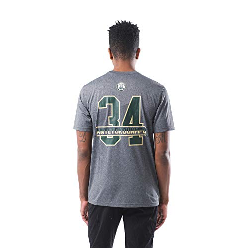 Ultra Game NBA Milwaukee Bucks - Giannis Antetokounmpo Mens Active Tee Shirt, Heather Charcoal, XX-Large