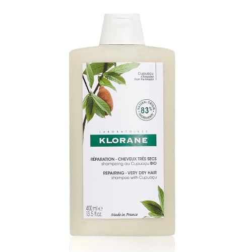 Klorane Shampoo with Organic Cupuaçu Butter, Nourishing and Repairing for Very Dry Damaged Hair, SLS/SLES-Free, Biodegradable, 13.5 fl. oz.