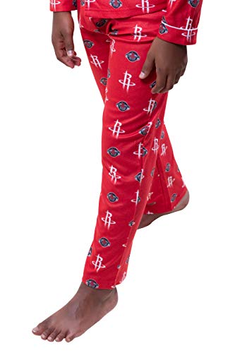 Ultra Game NBA Houston Rockets Youth 2 Piece Soft Tee Shirt and Lounge Pants Sleepwear Loungewear Pajama Set, Team Color, 10/12
