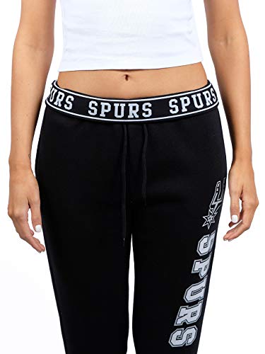 Ultra Game NBA San Antonio Spurs Womens Jogger Pants Active Basic Fleece Sweatpants , Black, Medium