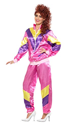 Smiffys 80s Height of Fashion Shell Suit Costume,Pink,L - US Size 14-16