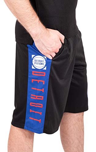 Ultra Game NBA Detroit Pistons Mens Mesh Basketball Shorts, Black, Small