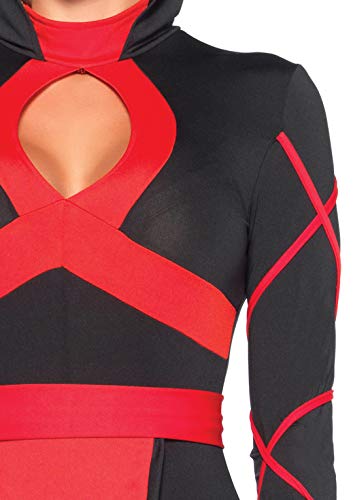 Leg Avenue womens - 3 Piece Dragon Ninja Set Sexy Romper and Face Mask Halloween for Women Adult Sized Costume, Black/Red, Medium US