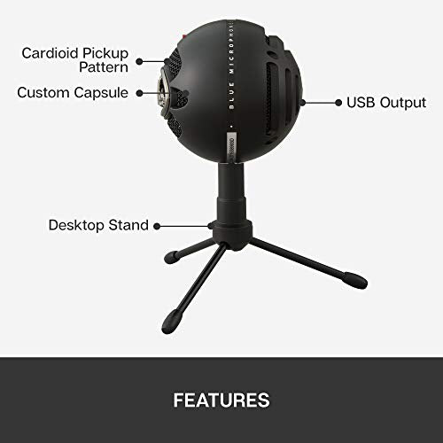 Logitech for Creators BlueSnowball iCE USB Microphone for PC, Mac, Gaming, Recording, Streaming, Podcasting, with Cardioid Condenser Mic Capsule, Adjustable Desktop StandandUSB cable, PlugandPlay – Black