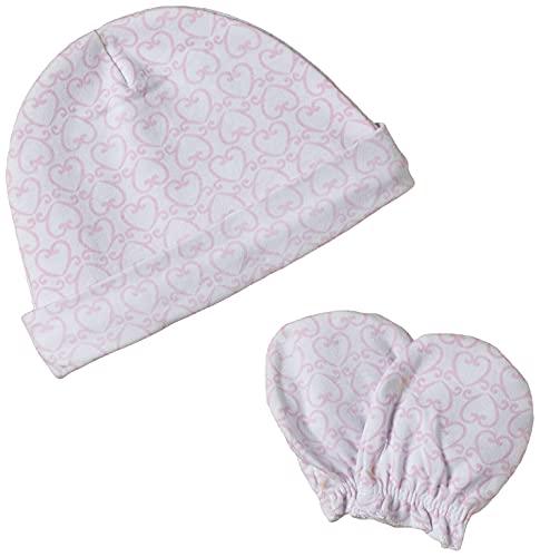 Hudson Baby Unisex Baby Cotton Cap and Scratch Mitten Set Ballerina, 0-6 Months