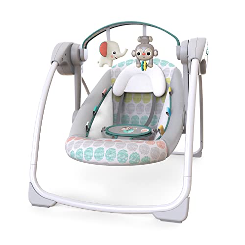 Bright Starts Whimsical Wild Portable Compact Automatic Deluxe Baby Swing with Music and Taggies, Newborn and up