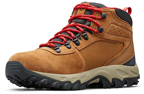 Columbia Men's Newton Ridge Plus II Suede Waterproof Boot, Breathable with High-Traction Grip,elk/Mountain red,9.5