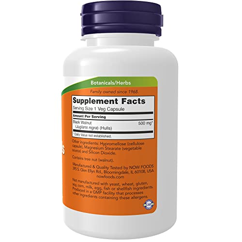 NOW Supplements, Black Walnut Hulls (Juglans nigra) 500 mg, Herbal Supplement, 100 Veg Capsules