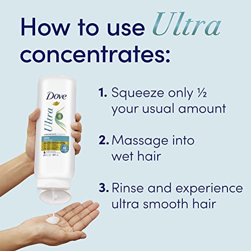 Dove Concentrate Shampoo And Conditioner Set For Dry Hair Moisturizes And Smooths In 30 seconds, 2X More Washes, Combo Pack, 20 fl oz (Pack of 2)