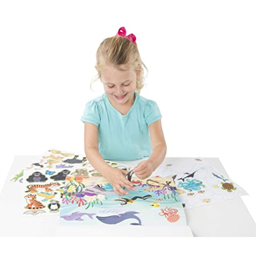 Melissa and Doug Reusable Sticker Pad: Habitats - 150+ Reusable Stickers 7 Ounces - Kids Animal Activities, Restickable Animals Sticker Book, Animal Habitats Removable Stickers For Kids Ages 3+