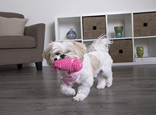 goDog Checkers Just for Me Flying Pig Squeaker Plush Pet Toy for Small Dogs and Puppies, Soft and Durable, Tough and Chew Resistant, Reinforced Seams - Pink, Mini