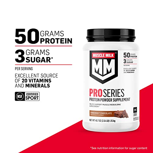 Muscle Milk Pro Series Protein Powder Supplement, Intense Vanilla, 5 Pound, 28 Servings, 50g Protein, 3g Sugar, 20 Vitamins and Minerals, NSF Certified for Sport, Workout Recovery, Packaging May Vary