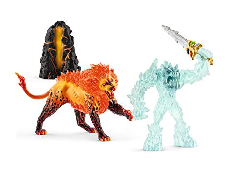 Schleich Eldrador Creatures, Mythical Creatures Toys for Kids, Battle for The Super Weapon Set with Ice Monster and Lava Monster Action Figures, 5 Pieces, Ages 7+