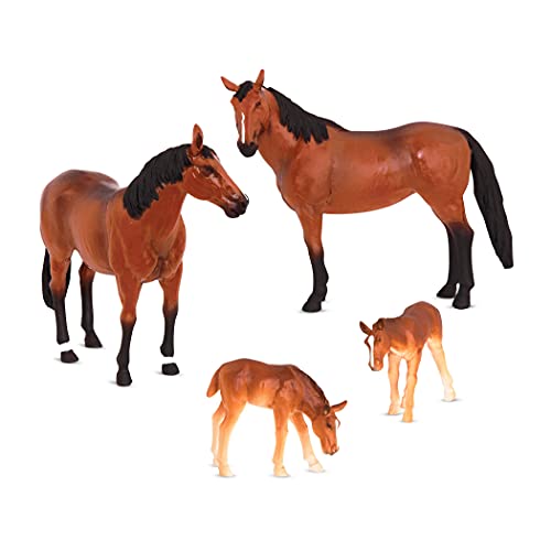 Terra by Battat - Quarter Horse Family - Miniature Toy Horse Family Figurines for Kids 3-Years-Old and Up (4 Pc)